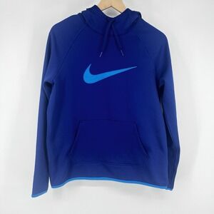 Nike Hoodie Mens Size M Blue Pullover Dri-FIT Swoosh Athletic Training Gym